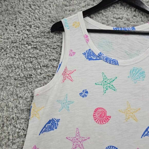 Escape by Habitat Shell Print Dress L Cotton Pockets Travel Beach Coastal Fit - Picture 3 of 12